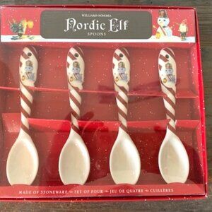 Williams And Sonoma Nordic Elf Porcelain Spoons-Set of 4